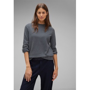 W Sweater streepjes - Marine wit